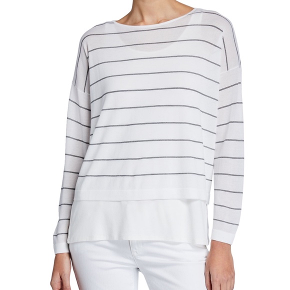 EILEEN FISHER Striped Layered Long-Sleeve Sweater - Picture 2 of 6